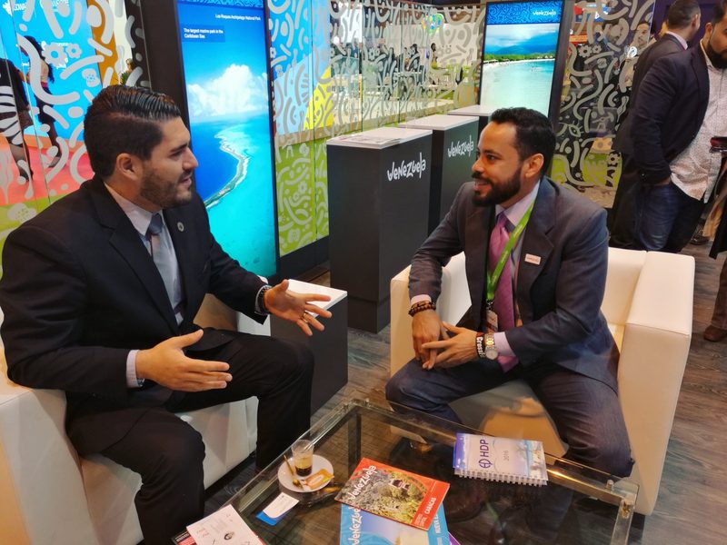 Business meeting at an international tourism trade show